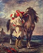 Eugene Delacroix Marokkaner beim Satteln seines Pferdes painting